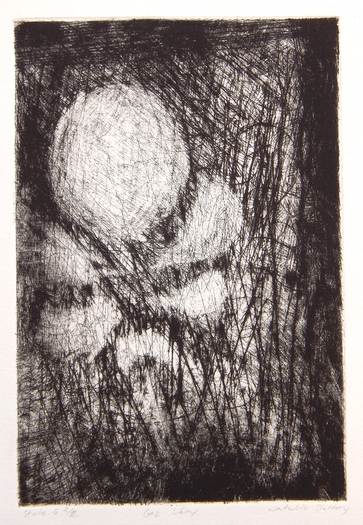 Drypoint print with an abstract flower